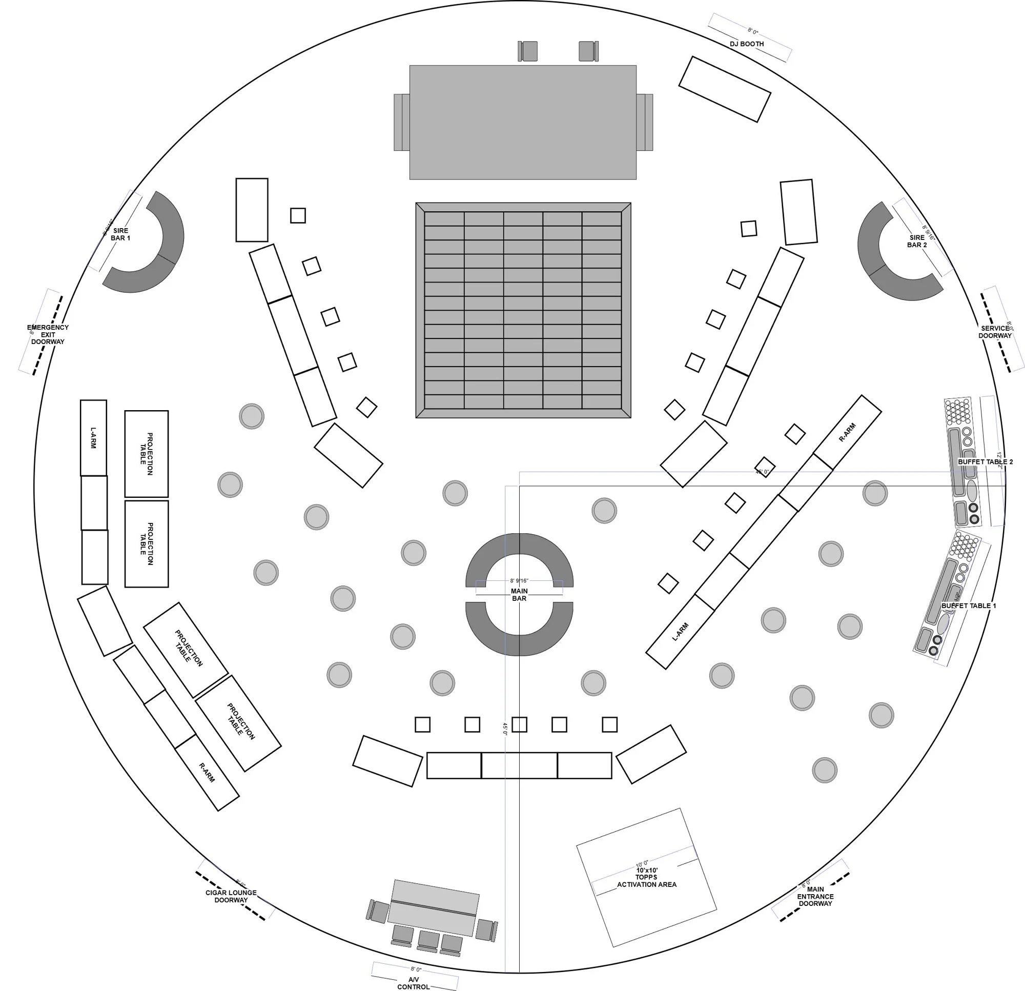 Production layout showing the dome interior and stage arrangement.