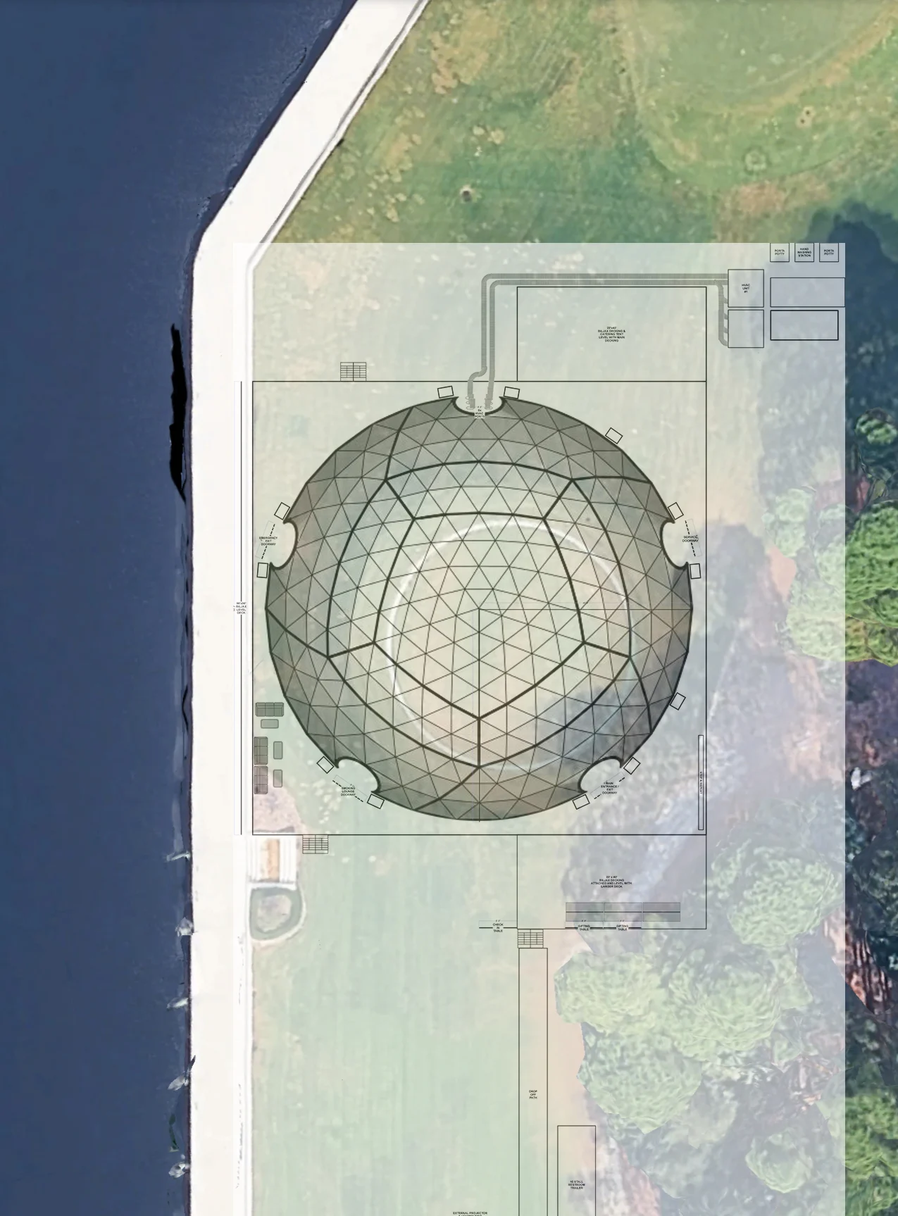 Site-plan overlay from the event production archive.