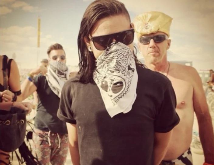 Skrillex at Burning Man accompanying the Dancing Astronaut visual credit