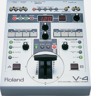 EDIROL V-4 four-channel video mixer shown from above