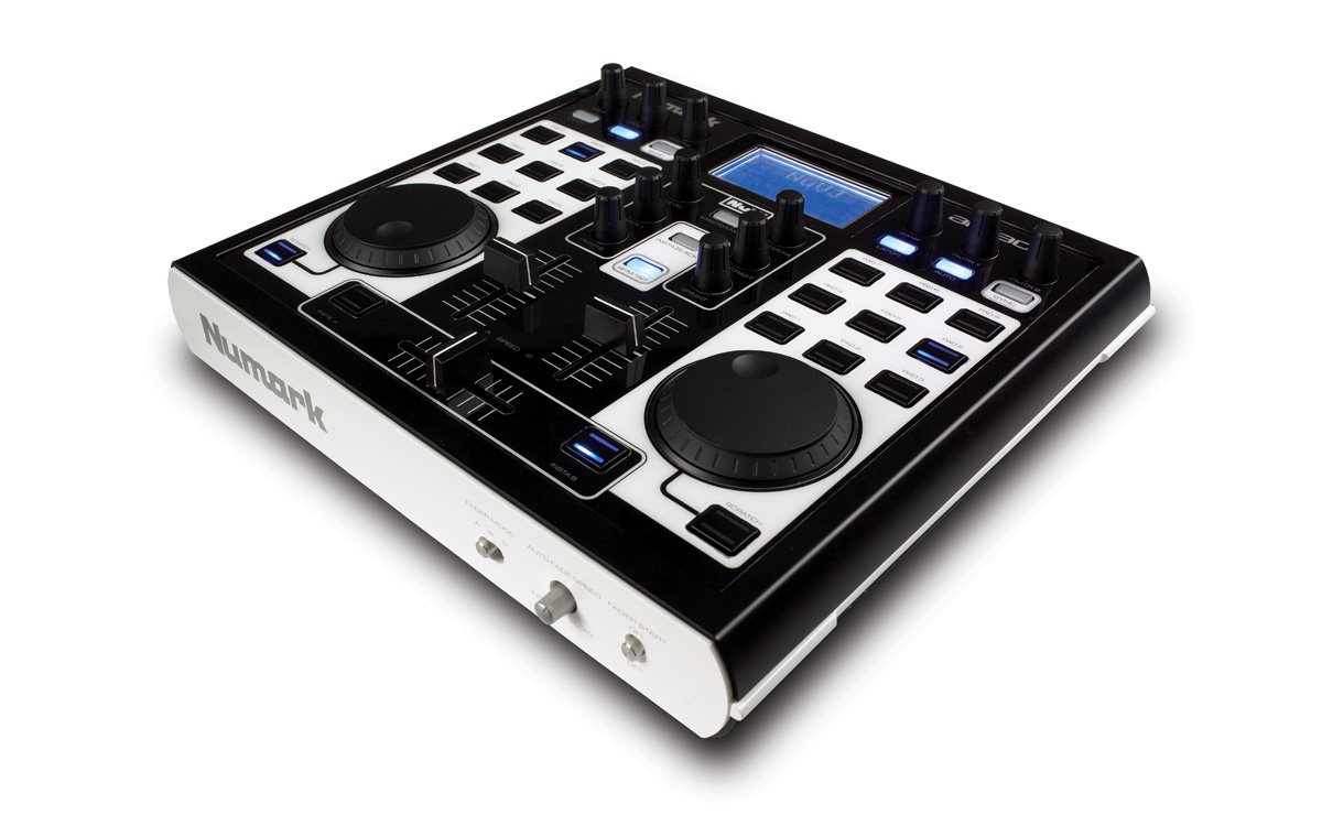 Numark NuVJ video mixing controller shown from above at an angle