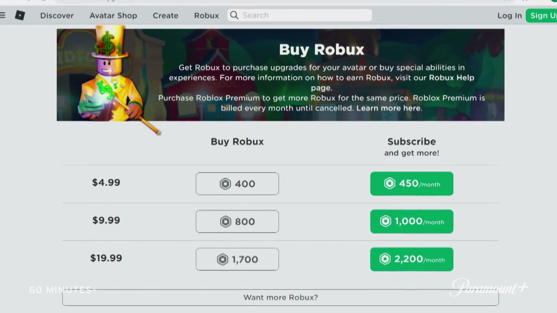 60 Minutes+ episode still showing metaverse marketplace context