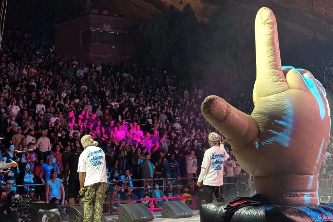 Living Legends performing at Red Rocks during Atmosphere and Friends 2025