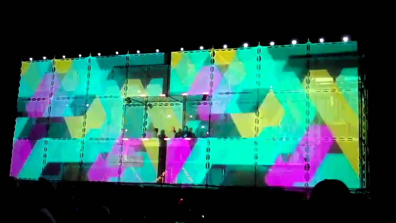 Bright abstract projection mapping across the full Tower of Babel structure